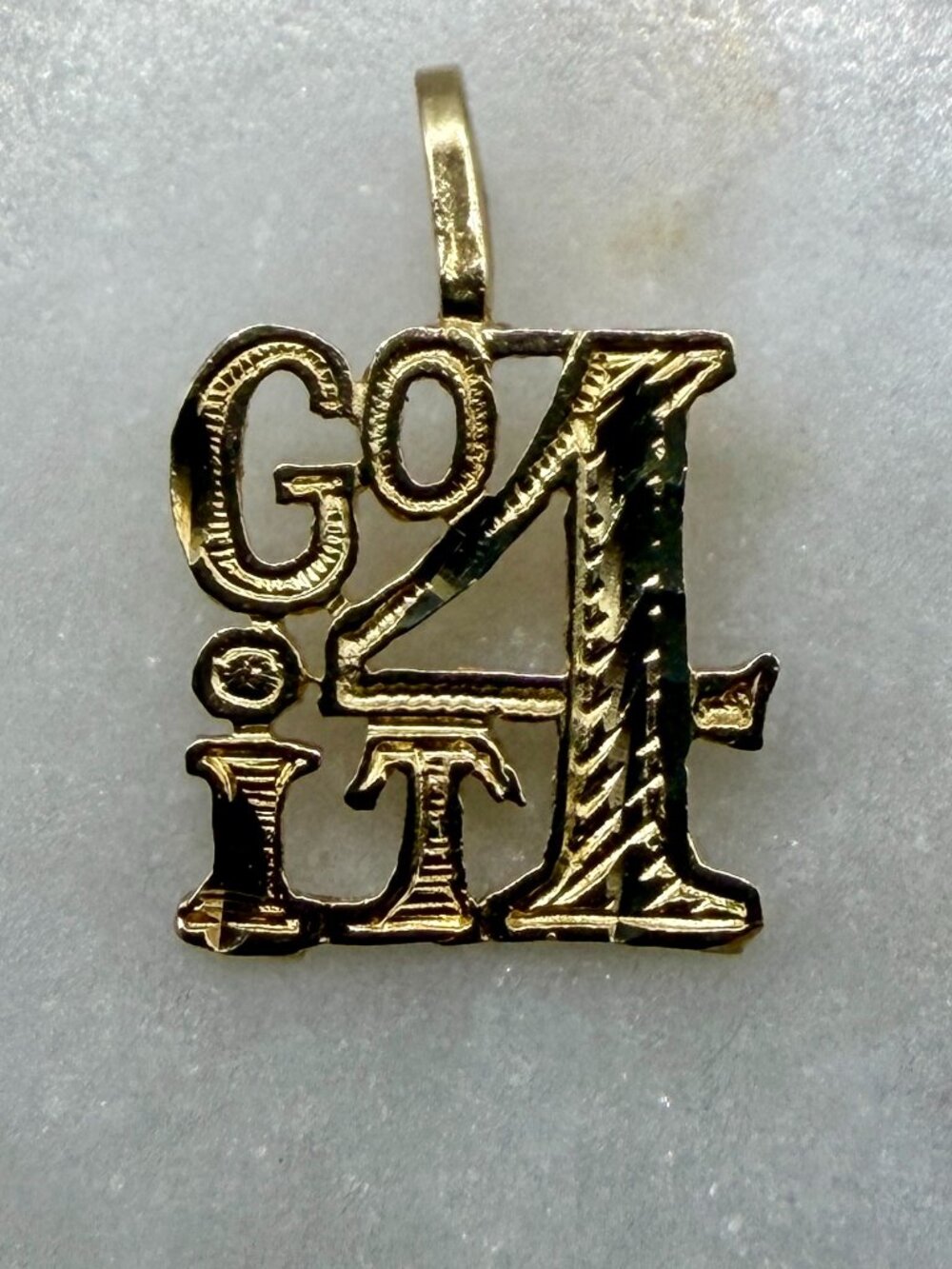 14K Gold "GO 4 IT" Charm Pendant 🦾